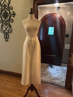 High-Rise Wide Leg Cream Trousers And Matching Vest Pantsuit